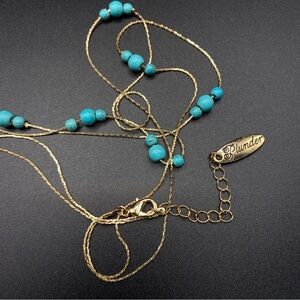 PLUNDER Double Layered Gold Chain & Turquoise Beads Necklace
